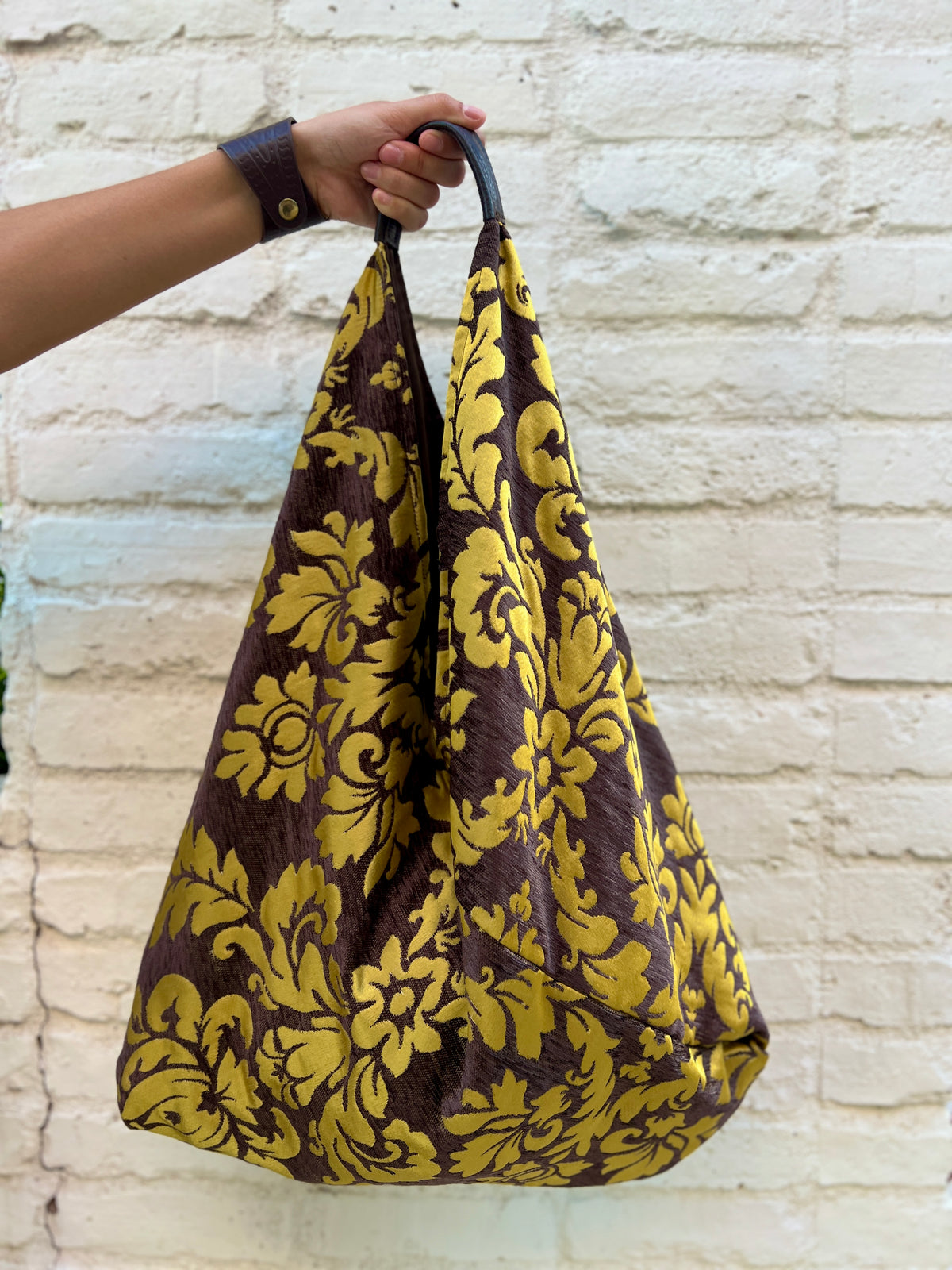 Chocolate & Orche Slouchy Oversized Chenille Tote Boho Bag