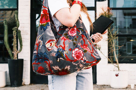 Slate Floral Statement Boho Bag