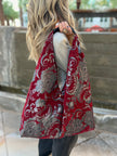 Cherry & Silver Slouchy Oversized Chenille Tote Boho Bag