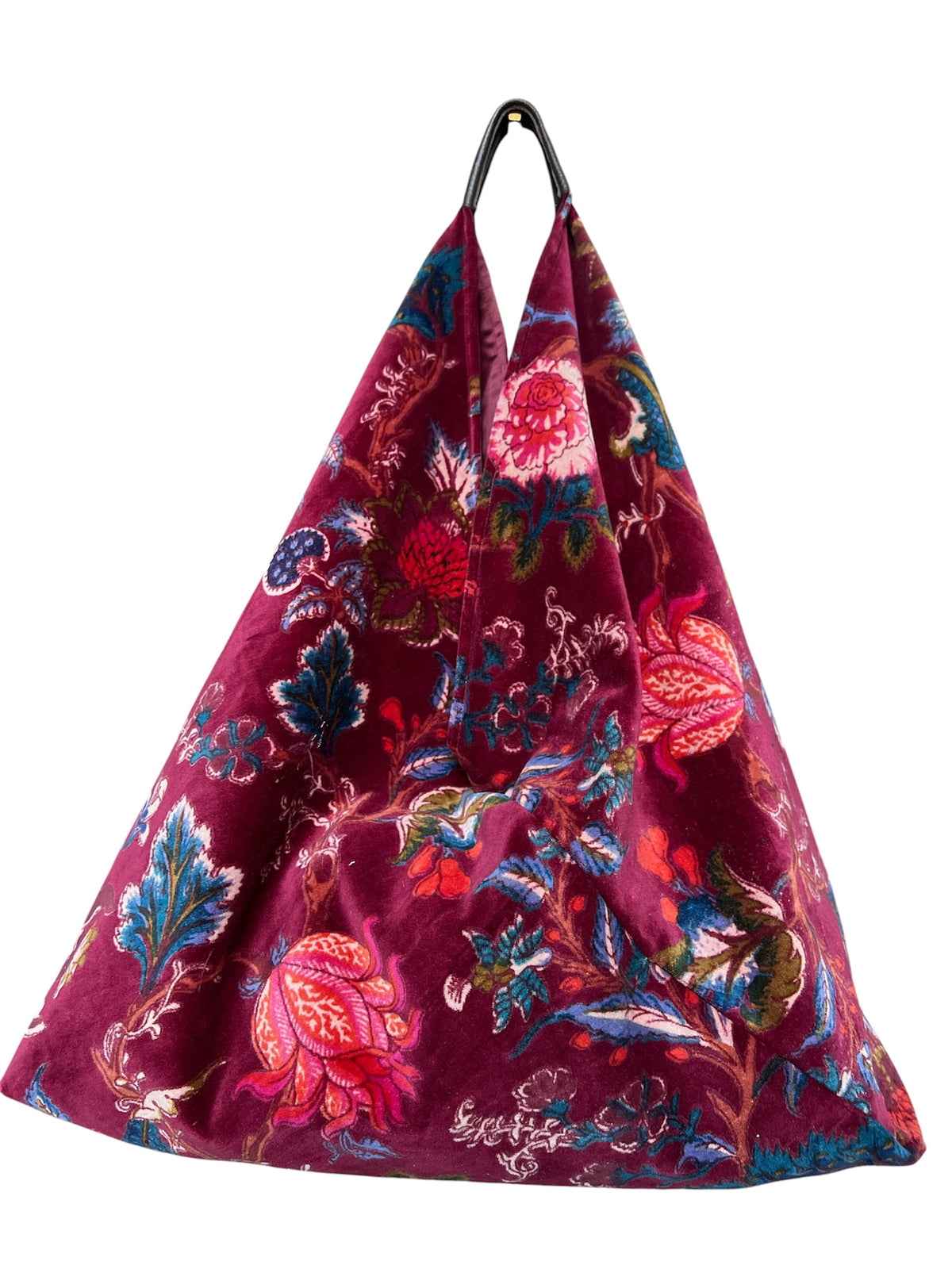 Cranberry Slouchy Oversized Velvet Tote Boho Bag