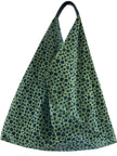 Green Leopard Velvet Slouchy Oversized Tote Boho Bag