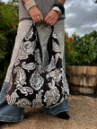 Midnight & Ice Slouchy Oversized Chenille Tote Boho Bag