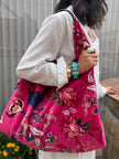 Hot Pink Slouchy Oversized Velvet Tote Boho Bag