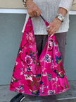 Hot Pink Slouchy Oversized Velvet Tote Boho Bag