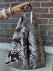 Chocolate Brown & Cream Slouchy Oversized Chenille Tote Boho Bag