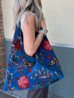 Midnight Blue Slouchy Oversized Velvet Tote Boho Bag