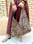 Leopard Velvet Slouchy Oversized Tote Boho Bag