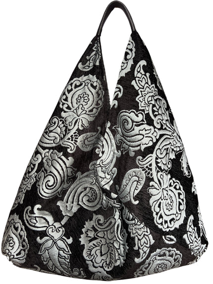Midnight & Ice Slouchy Oversized Chenille Tote Boho Bag
