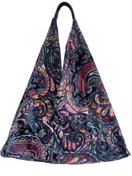 Black Paisley Slouchy Oversized Tote Boho Bag