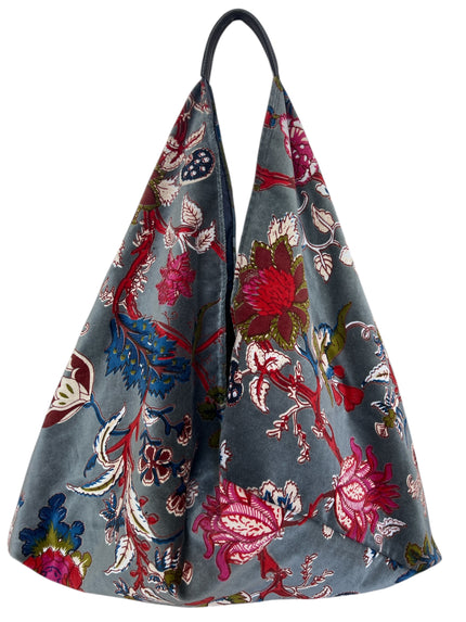 Slate Floral Slouchy Oversized Tote Boho Bag