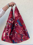 Cranberry Slouchy Oversized Velvet Tote Boho Bag