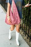 Blush Lace Slouchy Oversized Tote Boho Bag