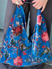 Midnight Blue Slouchy Oversized Velvet Tote Boho Bag