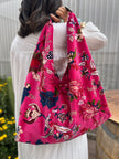 Hot Pink Slouchy Oversized Velvet Tote Boho Bag