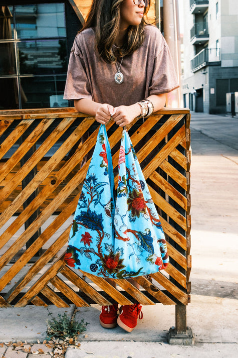 Turquoise Floral Statement Boho Bag