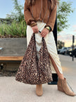Leopard Velvet Slouchy Oversized Tote Boho Bag