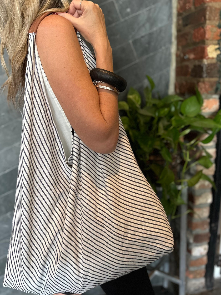 Striped Oversized Slouchy Tote Boho Bag