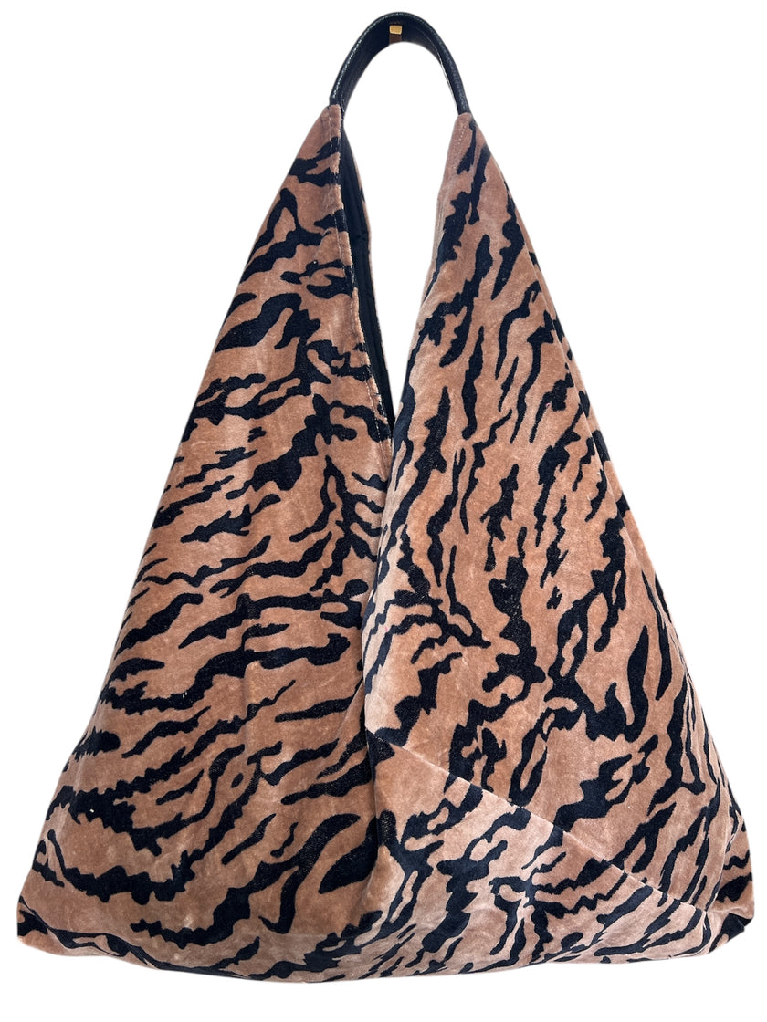 Tiger Velvet Slouchy Oversized Tote Boho Bag