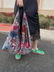 Slate Floral Slouchy Oversized Tote Boho Bag