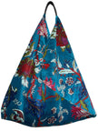 Ocean Blue Floral Slouchy Oversized Tote Boho Bag