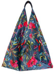 Blue Floral Bird Slouchy Oversized Tote Boho Bag