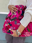 Hot Pink Slouchy Oversized Velvet Tote Boho Bag