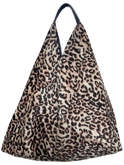 Leopard Velvet Slouchy Oversized Tote Boho Bag