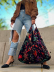 Black Bird Velvet Boho Bag