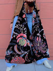 Black Whimsical Floral Boho Bag