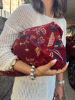 Cranberry Slouchy Oversized Velvet Tote Boho Bag