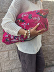 Hot Pink Slouchy Oversized Velvet Tote Boho Bag