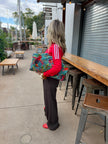 Blue Floral Bird Slouchy Oversized Tote Boho Bag