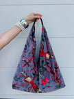 NEW: Smoky Plum Floral Bird Slouchy Oversized Tote Boho Bag