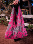 Fuchsia & Silver Slouchy Oversized Chenille Tote Boho Bag