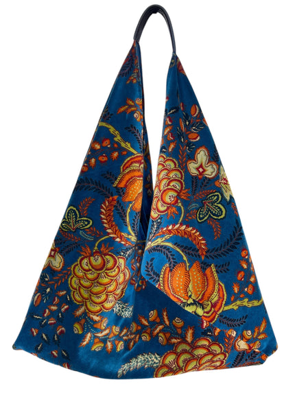 Cobalt Floral Slouchy Oversized Tote Boho Bag