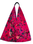 Pink Floral Bird Slouchy Oversized Tote Boho Bag
