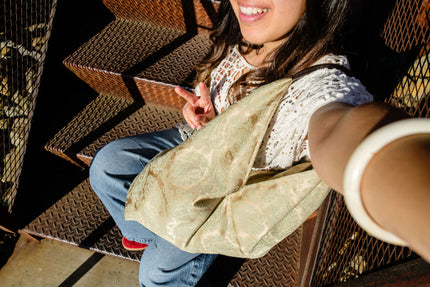 Mint & Gold Slouchy Oversized Tote Boho Bag