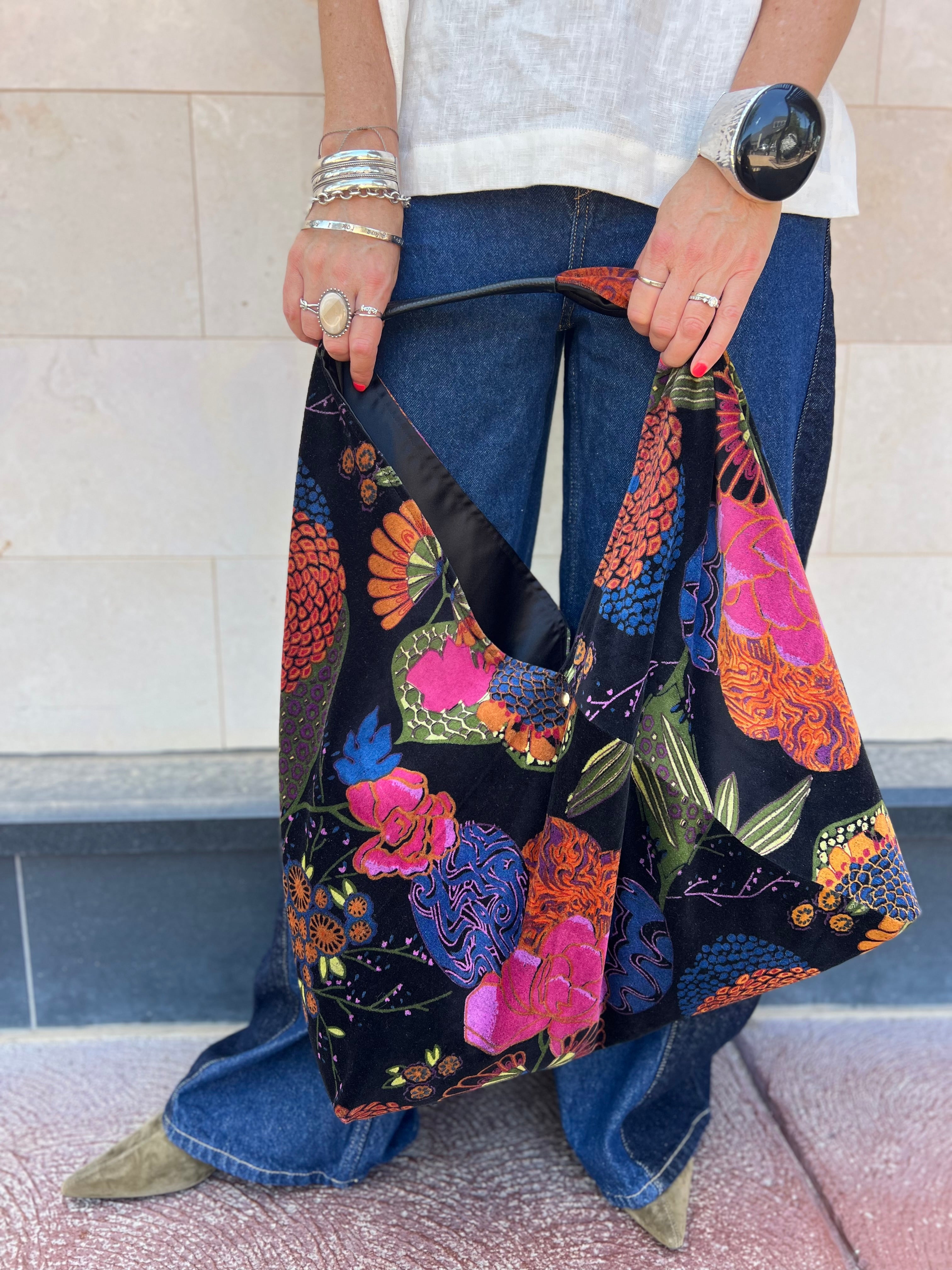 NEW: Obsidian Garden Slouchy Oversized Tote Boho Bag
