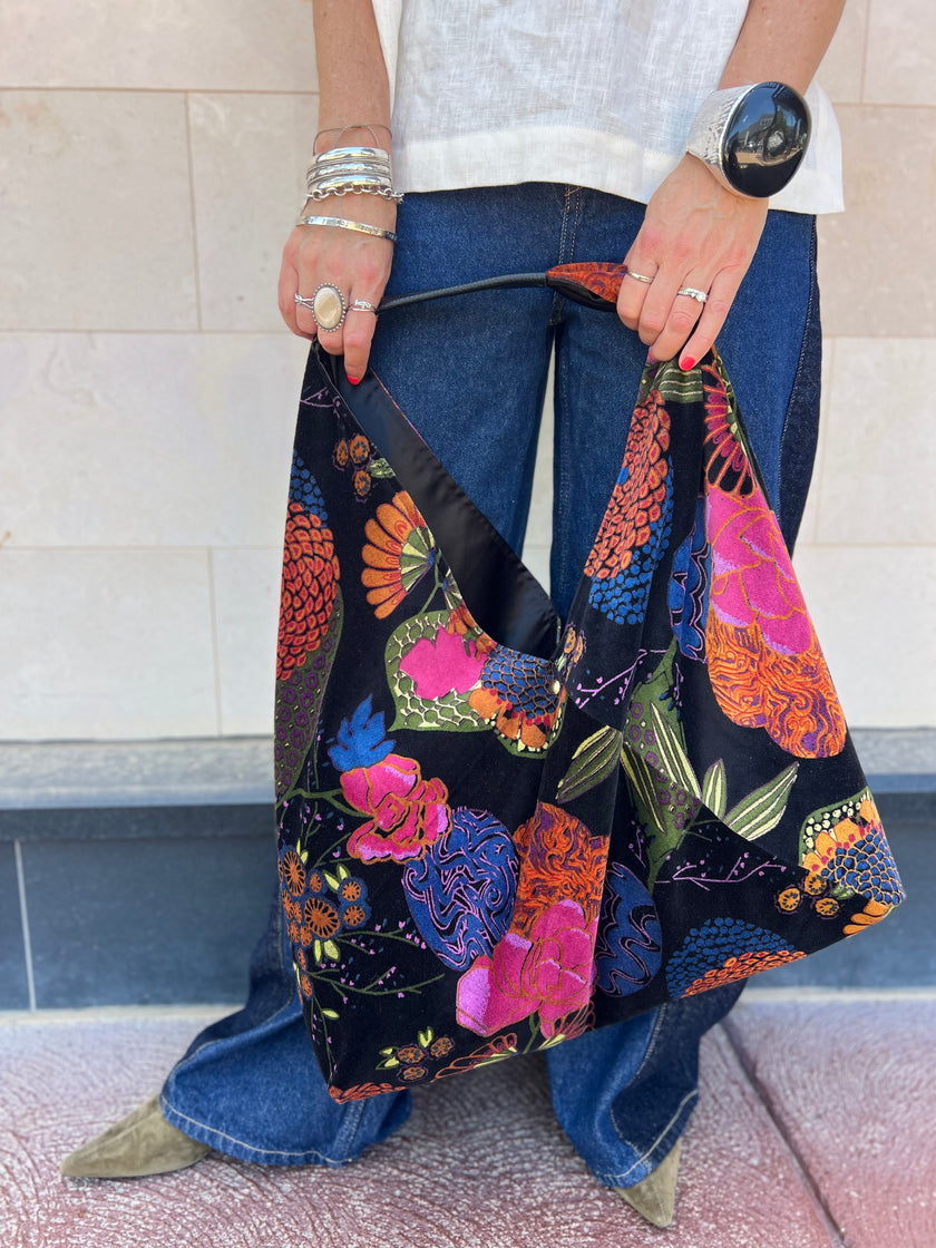 NEW: Obsidian Garden Slouchy Oversized Tote Boho Bag