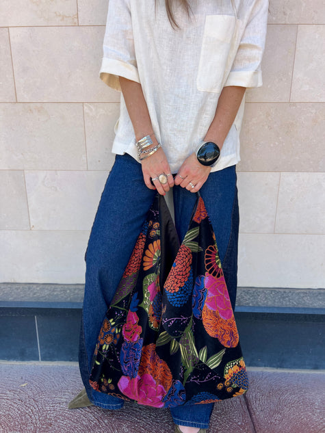 NEW: Obsidian Garden Slouchy Oversized Tote Boho Bag