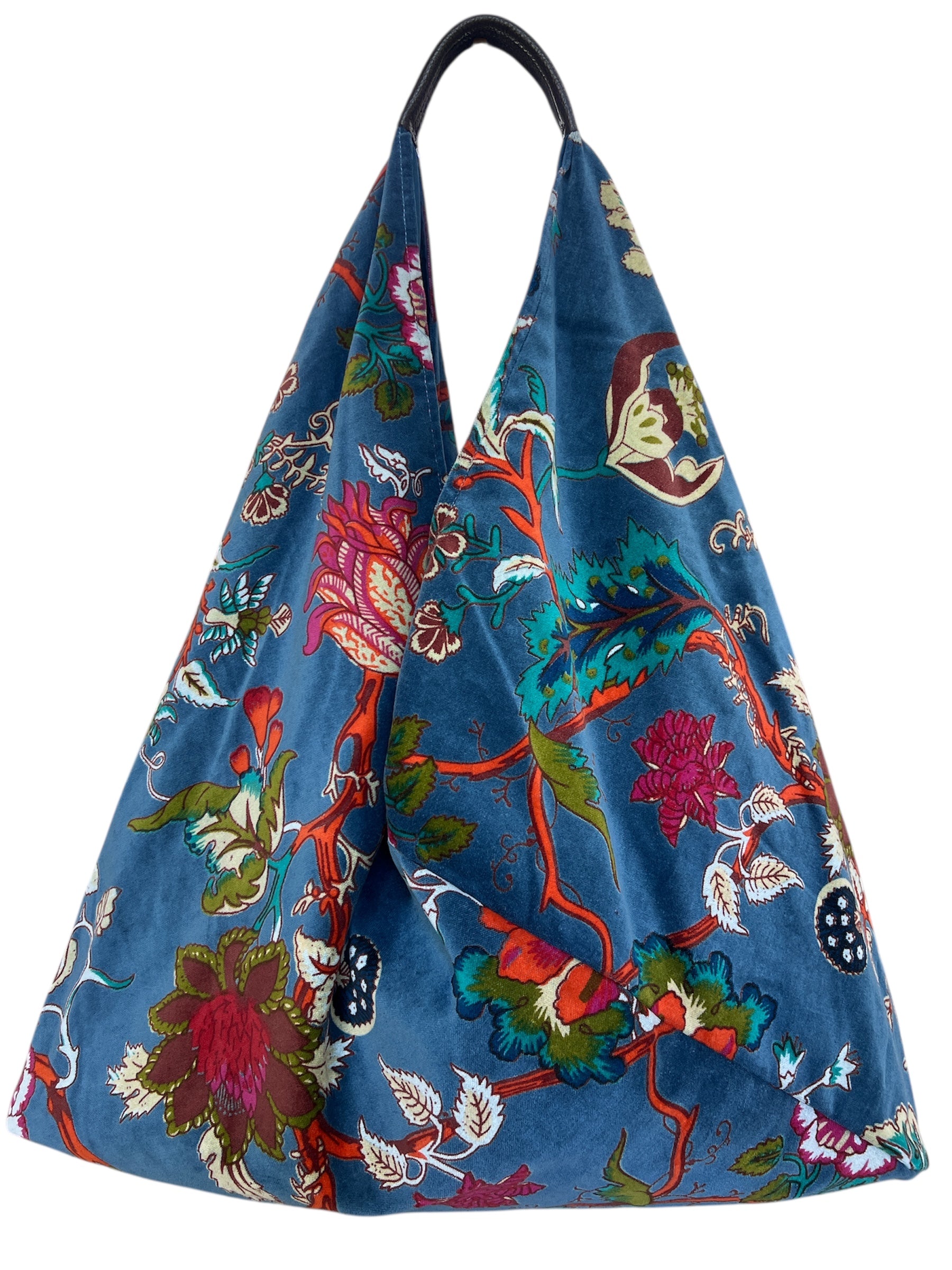 Ocean Blue Floral Slouchy Oversized Tote Boho Bag