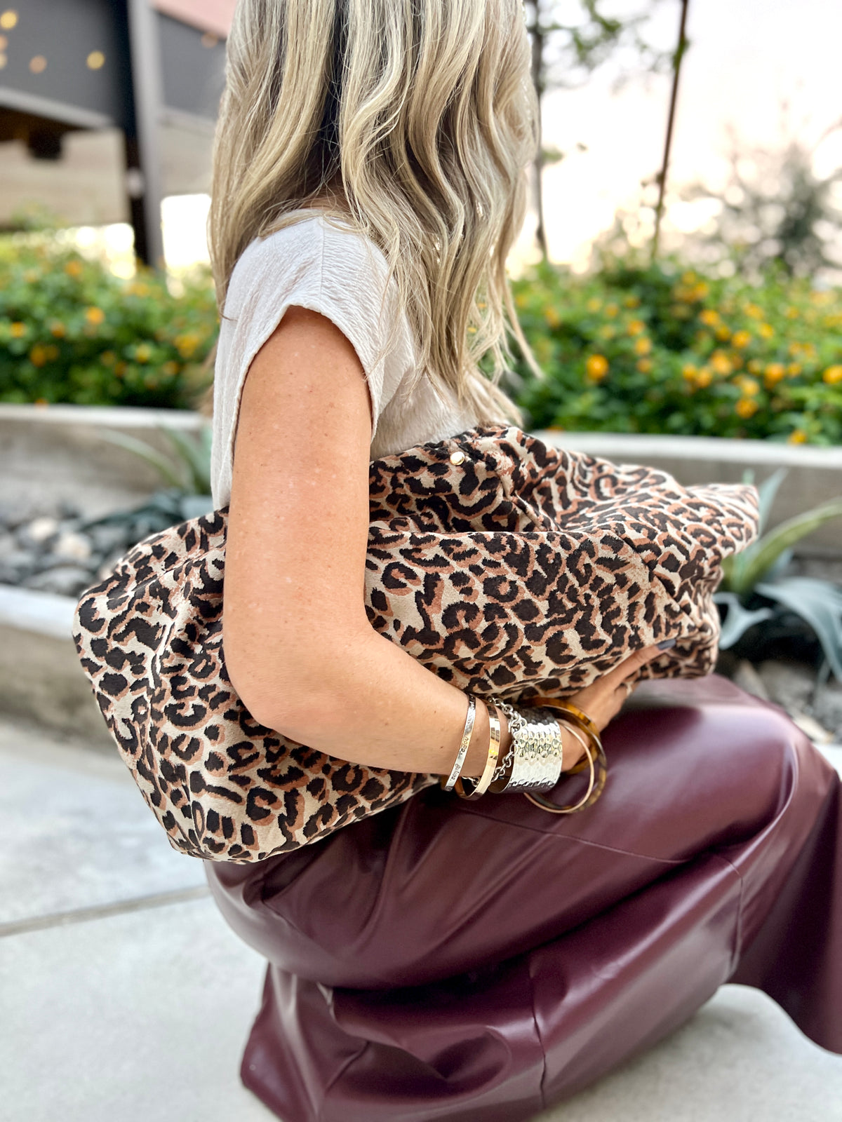 Leopard Velvet Slouchy Oversized Tote Boho Bag