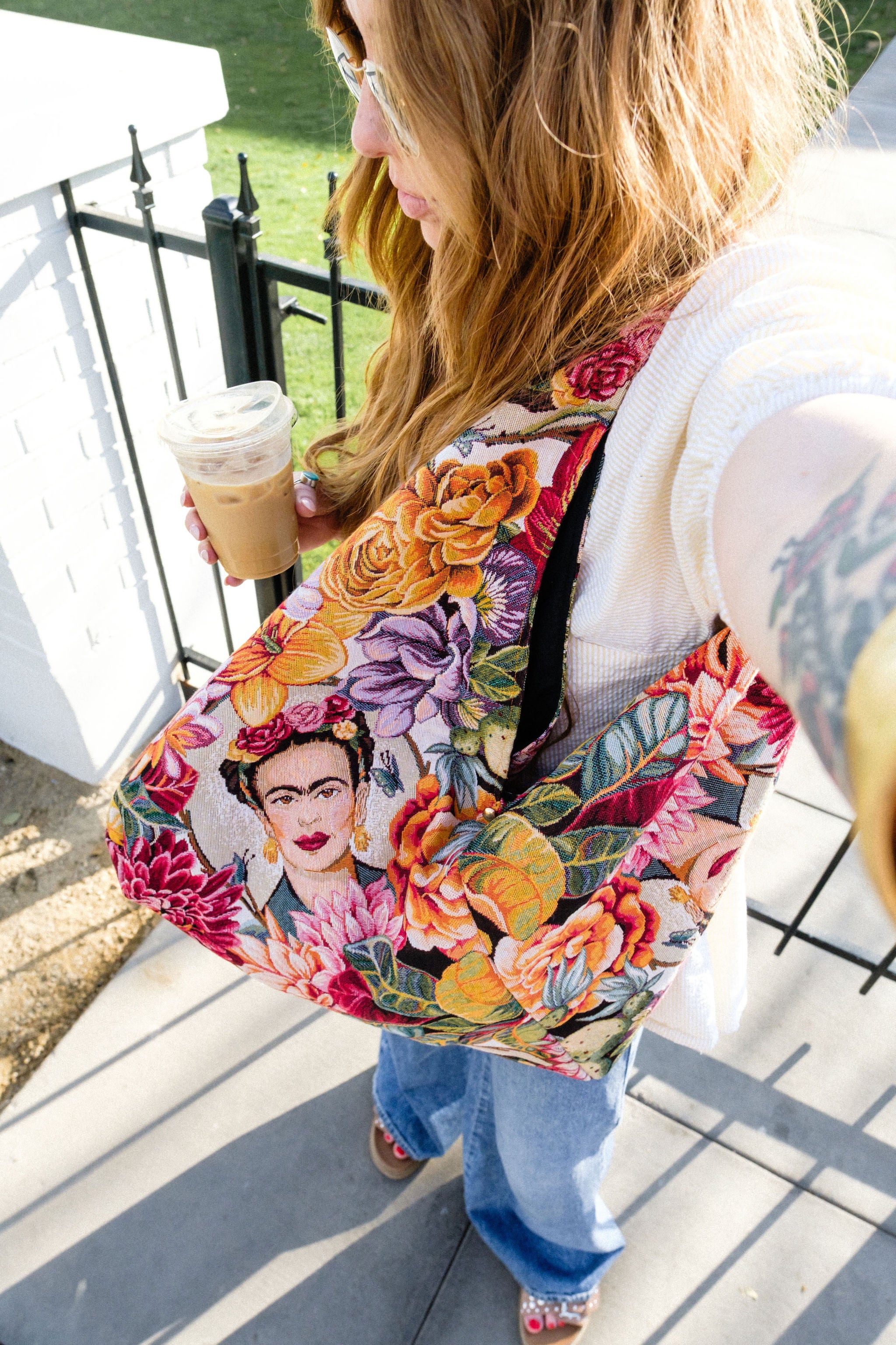 Floral Frida Slouchy Oversized Tote Boho Bag