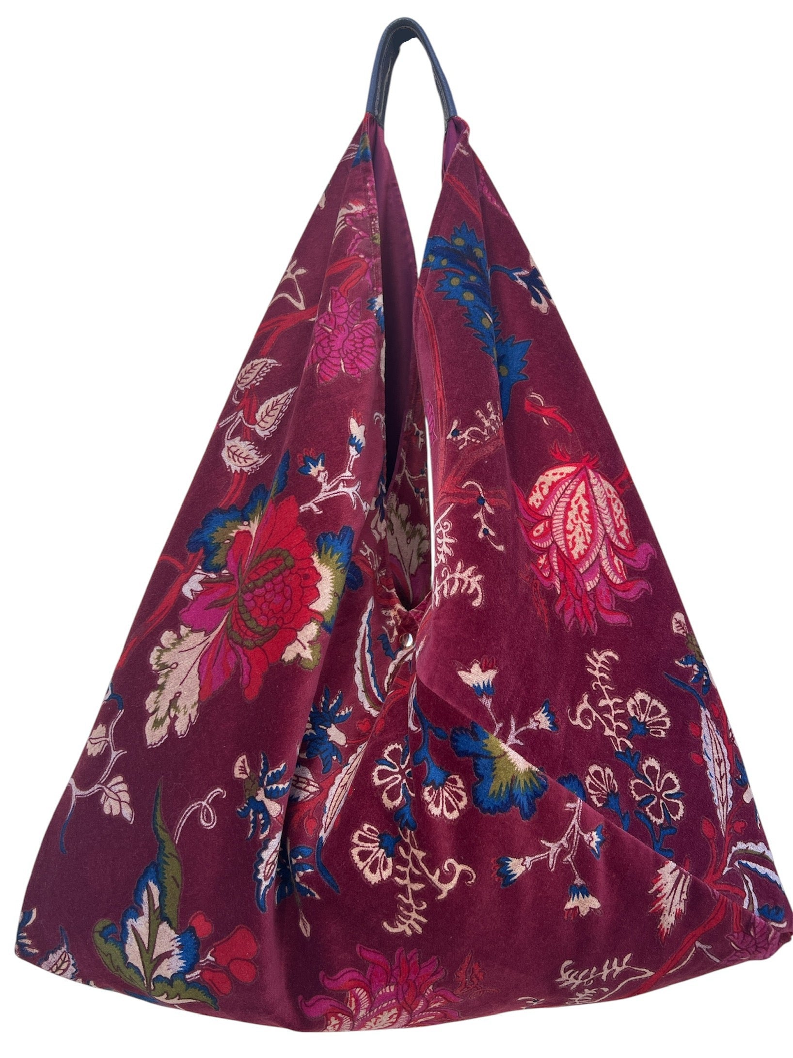 Cranberry Slouchy Oversized Velvet Tote Boho Bag