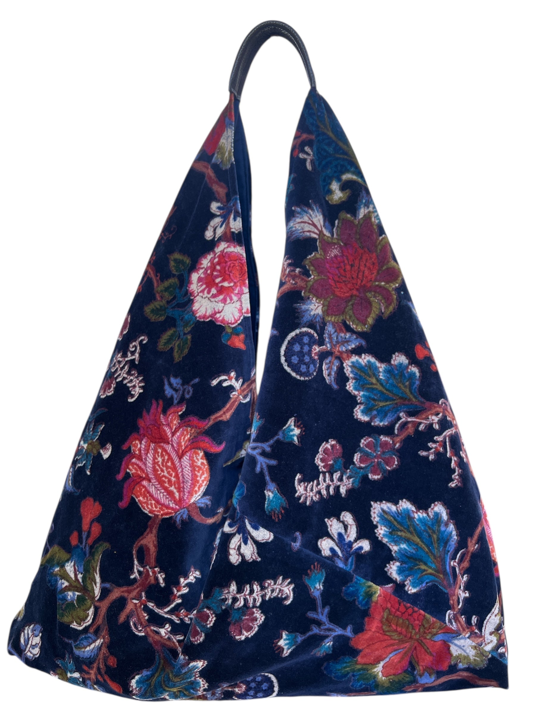 Navy Earthy Floral Slouchy Oversized Tote Boho Bag