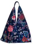Navy Earthy Floral Slouchy Oversized Tote Boho Bag