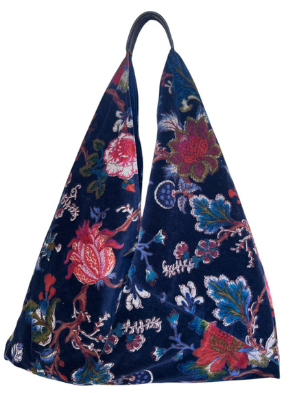Navy Earthy Floral Slouchy Oversized Tote Boho Bag