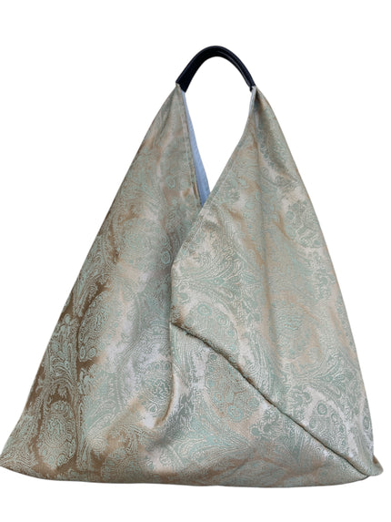Mint & Gold Slouchy Oversized Tote Boho Bag