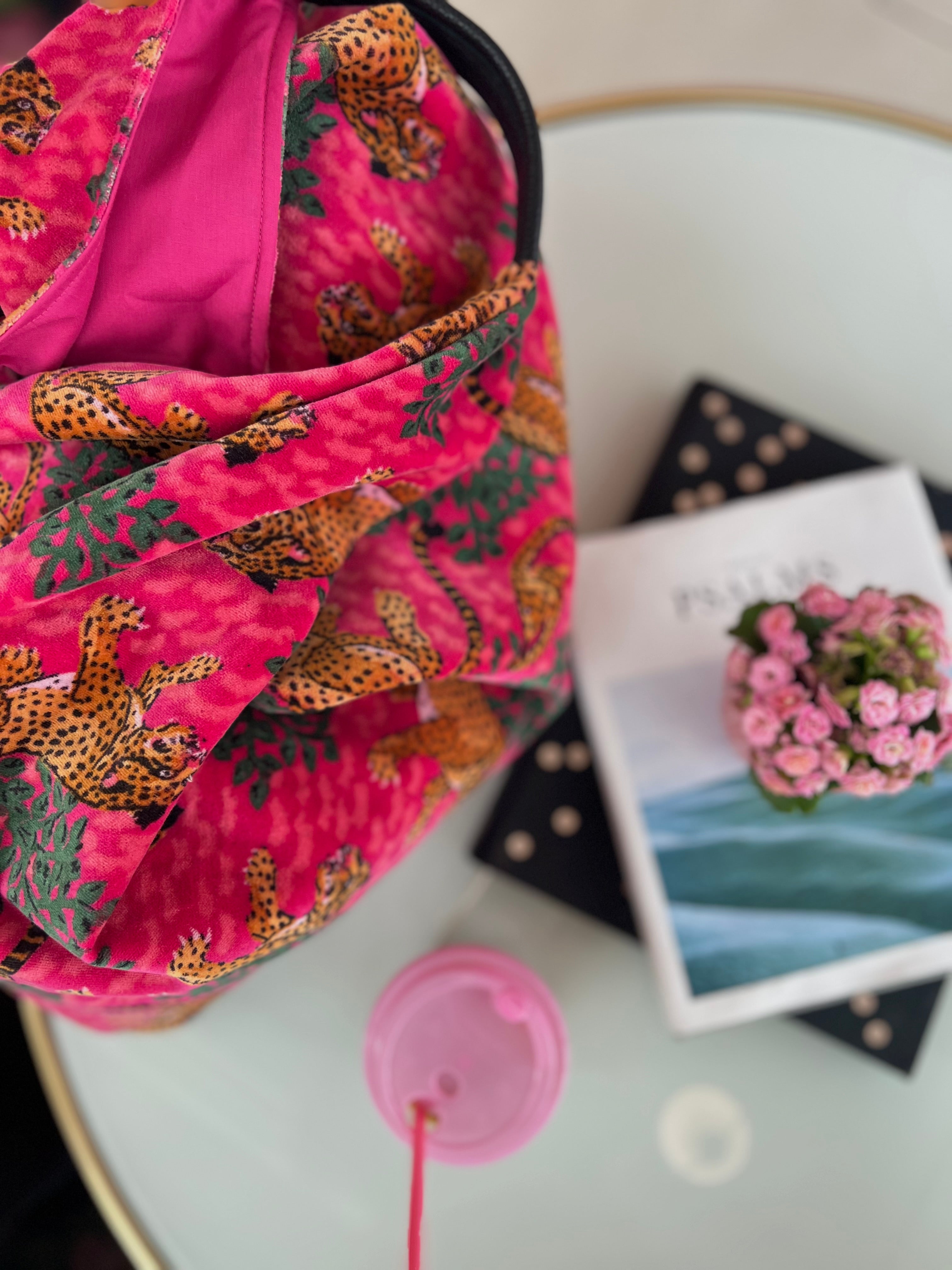 Pink Leopard Slouchy Oversized Tote Boho Bag