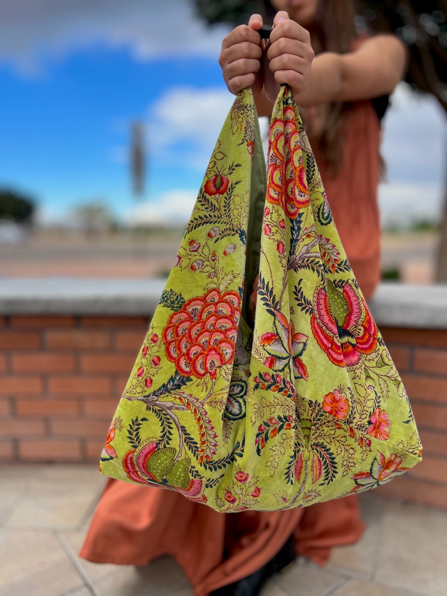 Green Floral Boho Bag